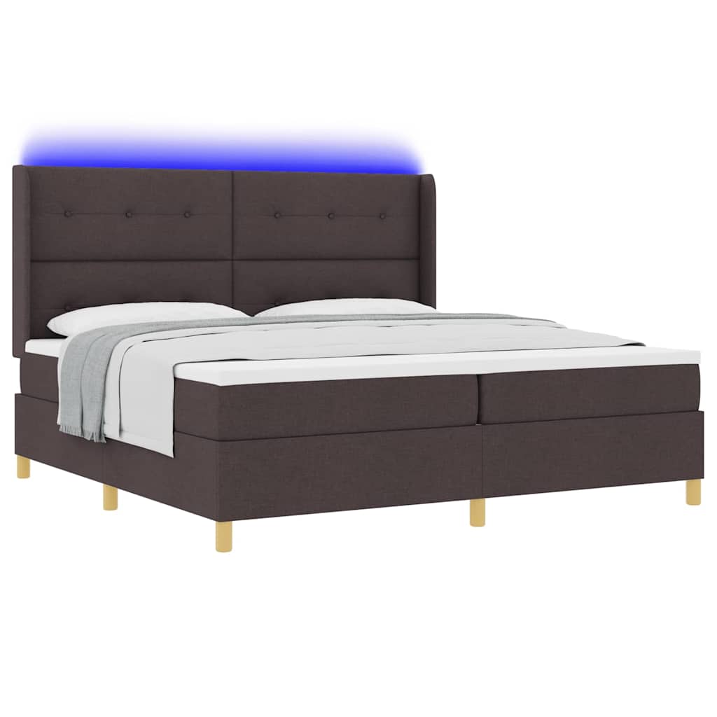 Κρεβάτι με ελατήρια με κεφαλάρι Καφέ 200 x 200 cm ύφασμα - Pakobazaar