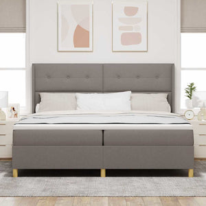 Κρεβάτι με ελατήρια με κεφαλάρι Taupe 200 x 200 cm ύφασμα - Pakobazaar