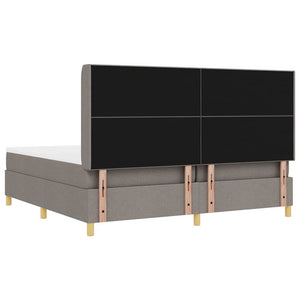 Κρεβάτι με ελατήρια με κεφαλάρι Taupe 200 x 200 cm ύφασμα - Pakobazaar