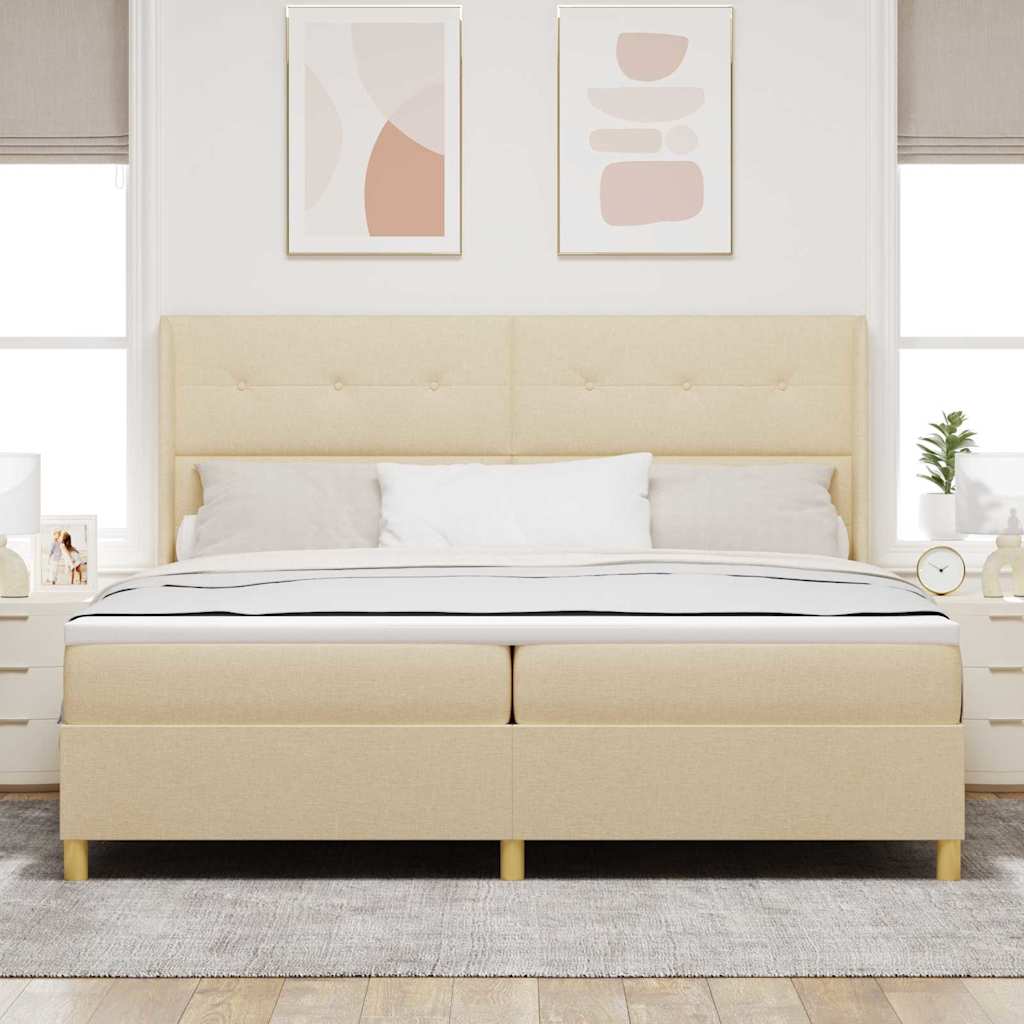 Κρεβάτι με ελατήρια με στρώμα Κρεμ 140 x 200 cm ύφασμα - Pakobazaar