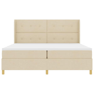 Κρεβάτι με ελατήρια με στρώμα Κρεμ 140 x 200 cm ύφασμα - Pakobazaar