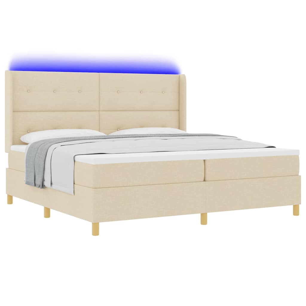 Κρεβάτι με ελατήρια με στρώμα Κρεμ 140 x 200 cm ύφασμα - Pakobazaar