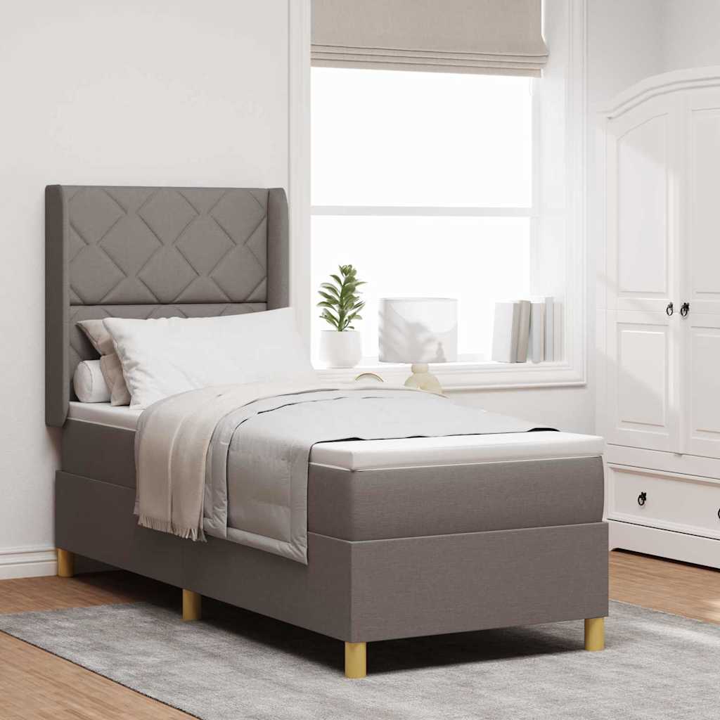 Κρεβάτι με ελατήρια με στρώμα Taupe 140 x 200 cm ύφασμα - Pakobazaar
