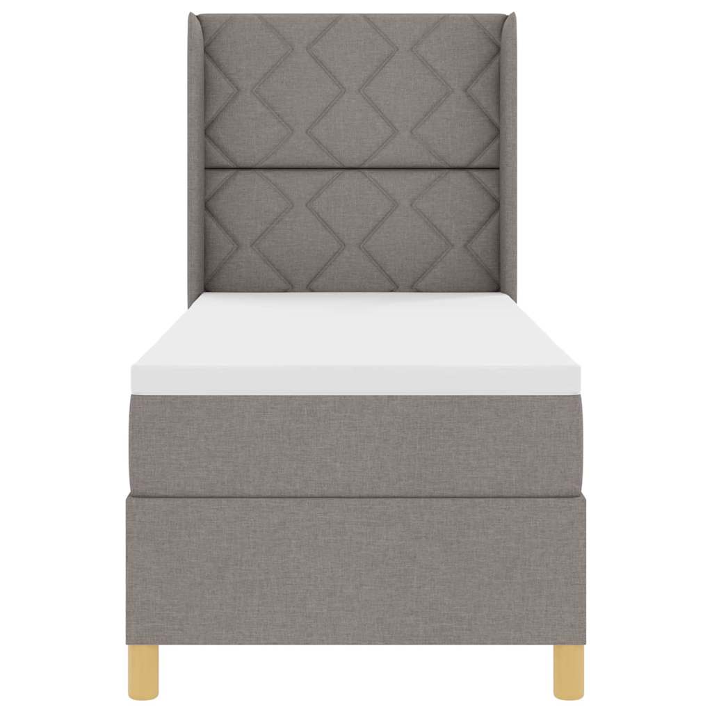 Κρεβάτι με ελατήρια με στρώμα Taupe 140 x 200 cm ύφασμα - Pakobazaar