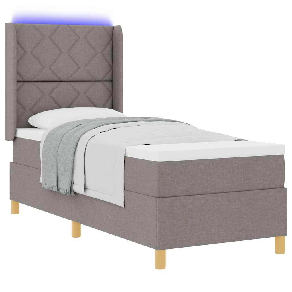 Κρεβάτι με ελατήρια με στρώμα Taupe 140 x 200 cm ύφασμα - Pakobazaar
