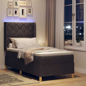 Κρεβάτι με ελατήρια με κεφαλάρι Καφέ 90 x 190 cm ύφασμα - Pakobazaar
