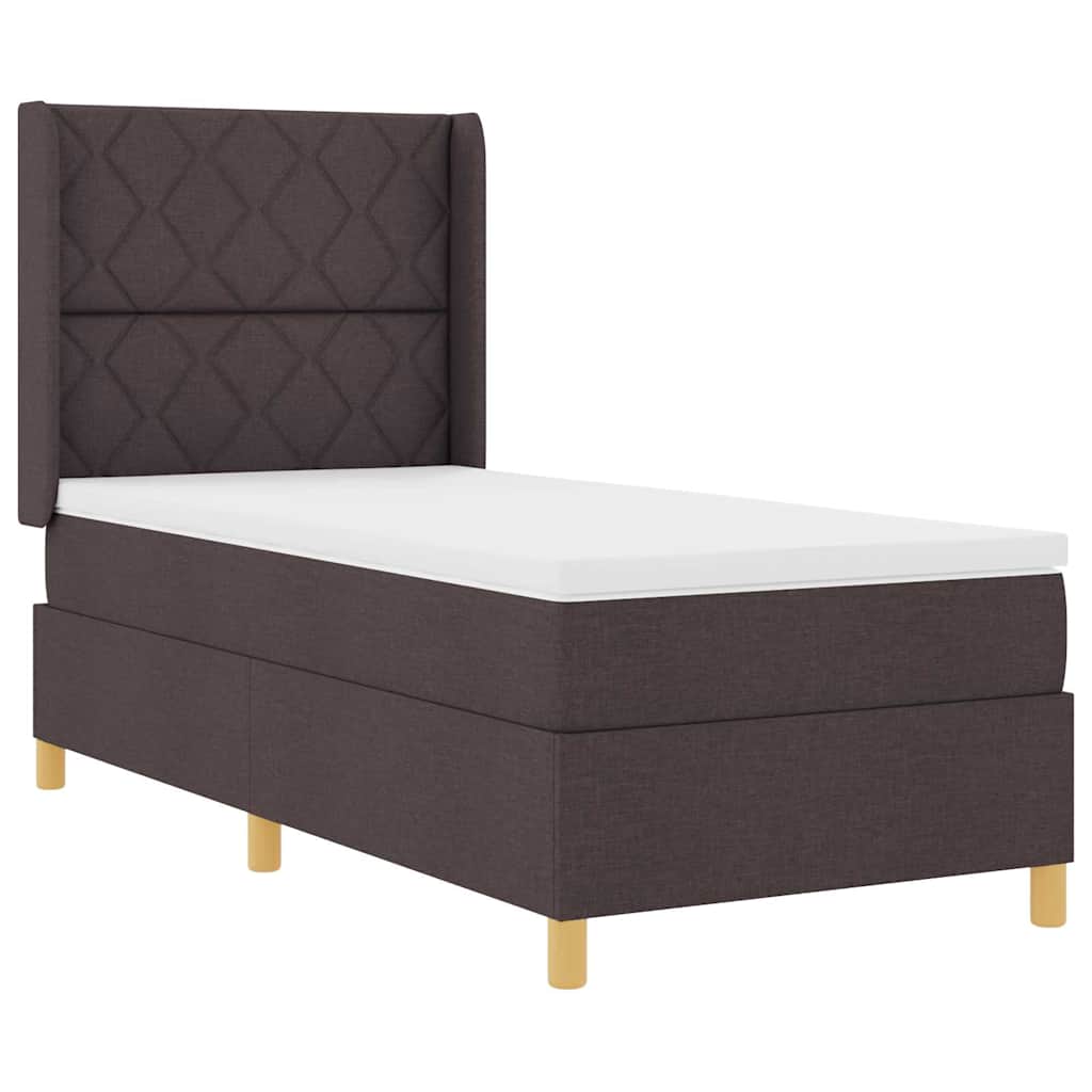 Κρεβάτι με ελατήρια με κεφαλάρι Καφέ 90 x 190 cm ύφασμα - Pakobazaar