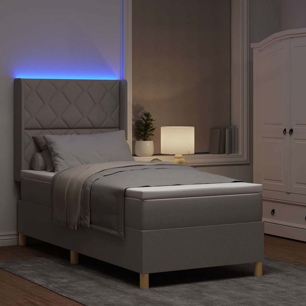 Κρεβάτι με ελατήρια με κεφαλάρι Taupe 90 x 190 cm ύφασμα