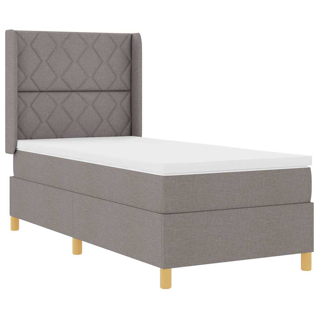 Κρεβάτι με ελατήρια με κεφαλάρι Taupe 90 x 190 cm ύφασμα
