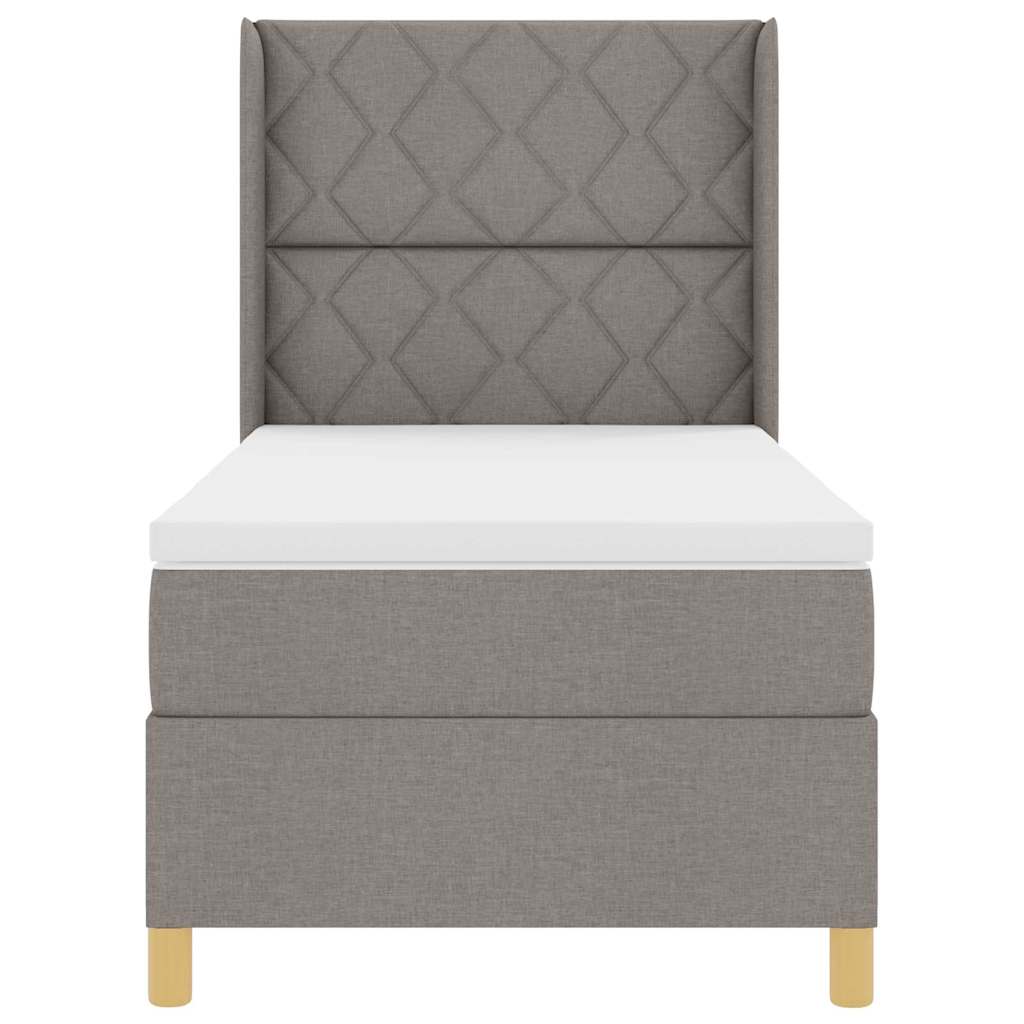 Κρεβάτι με ελατήρια με κεφαλάρι Taupe 90 x 190 cm ύφασμα