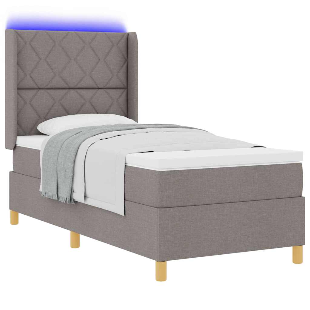 Κρεβάτι με ελατήρια με κεφαλάρι Taupe 90 x 190 cm ύφασμα