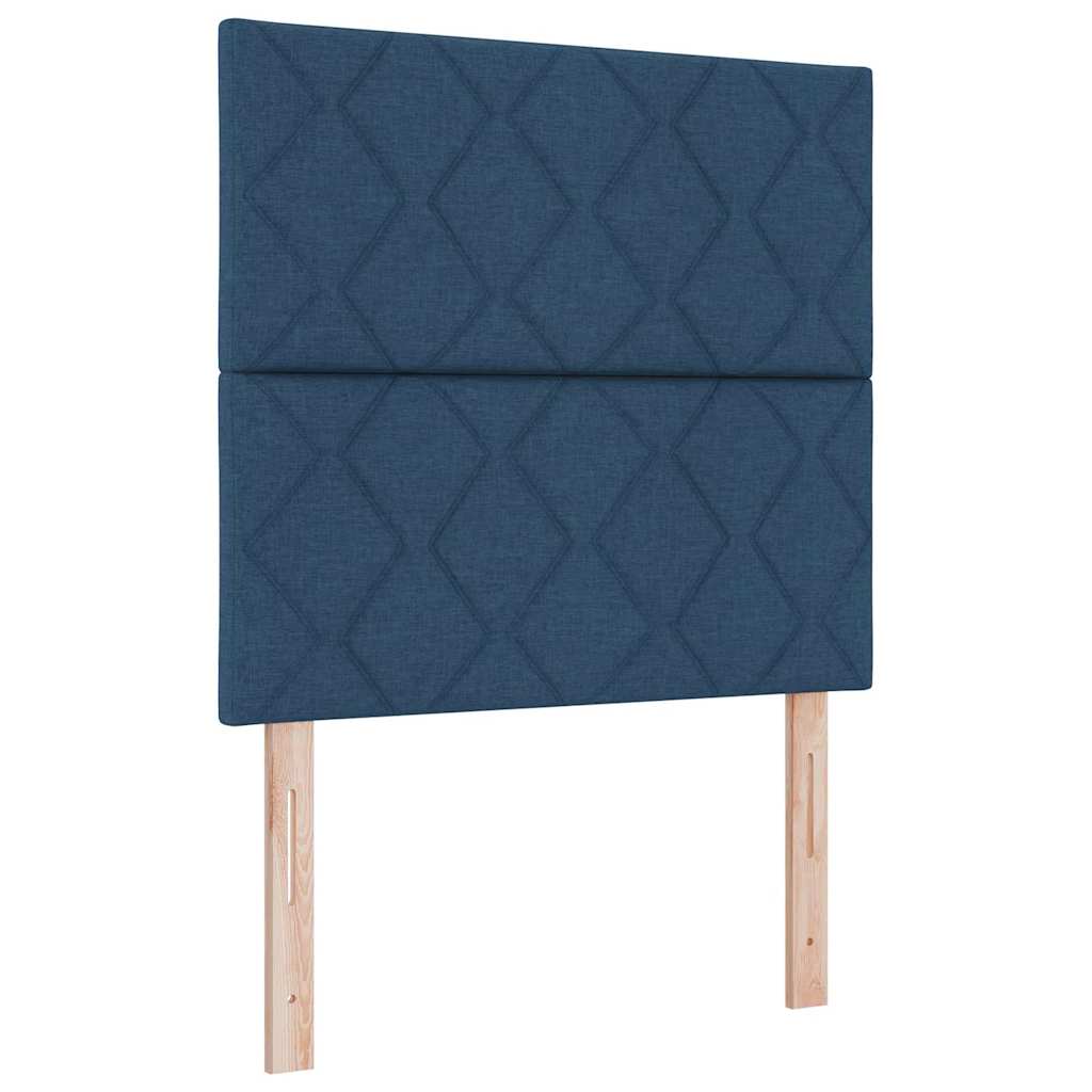 Κρεβάτι με ελατήρια με κεφαλάρι Μπλε 90 x 190 cm ύφασμα