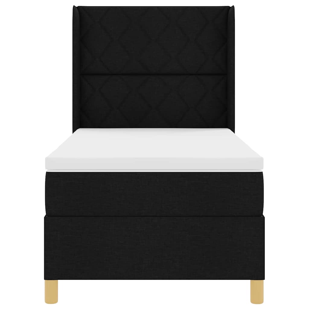 Κρεβάτι με ελατήρια με στρώμα Μαύρο 140 x 200 cm ύφασμα - Pakobazaar