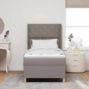Κρεβάτι με ελατήρια με κεφαλάρι Taupe 100 x 200 cm ύφασμα - Pakobazaar