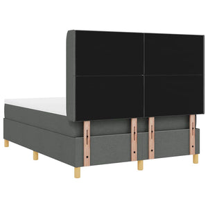 Κρεβάτι με ελατήρια με κεφαλάρι Γκρι 140 x 190 cm ύφασμα - Pakobazaar