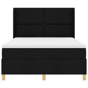 Κρεβάτι με ελατήρια με κεφαλάρι Μαύρο 140 x 190 cm ύφασμα - Pakobazaar