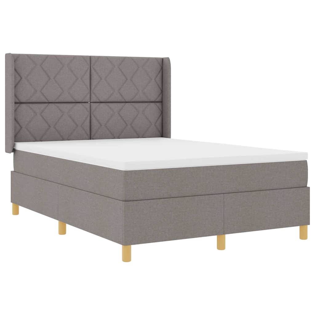 Κρεβάτι με ελατήρια με κεφαλάρι Taupe 140 x 190 cm ύφασμα - Pakobazaar