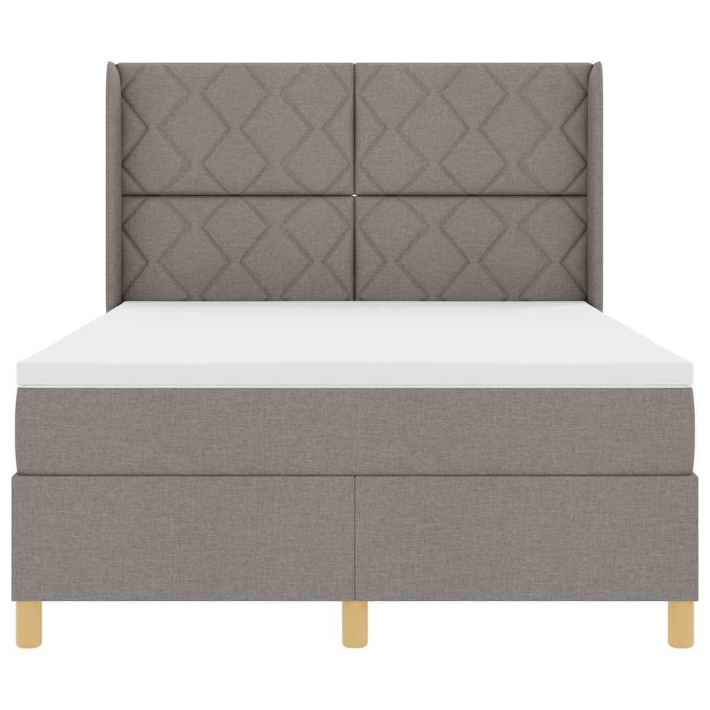 Κρεβάτι με ελατήρια με κεφαλάρι Taupe 140 x 190 cm ύφασμα - Pakobazaar