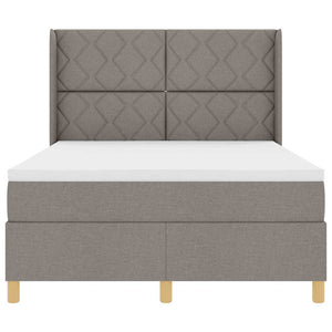 Κρεβάτι με ελατήρια με κεφαλάρι Taupe 140 x 190 cm ύφασμα - Pakobazaar