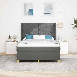 Κρεβάτι με ελατήρια με κεφαλάρι Γκρι 140 x 200 cm ύφασμα