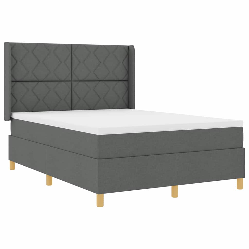 Κρεβάτι με ελατήρια με κεφαλάρι Γκρι 140 x 200 cm ύφασμα
