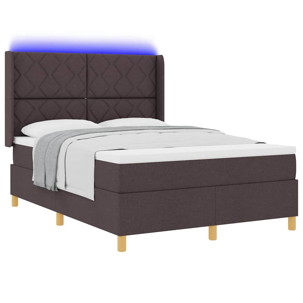 Κρεβάτι με ελατήρια με κεφαλάρι Καφέ 140 x 200 cm ύφασμα - Pakobazaar