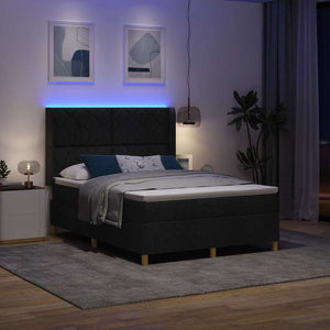 Κρεβάτι με ελατήρια με κεφαλάρι Μαύρο 160 x 200 cm ύφασμα