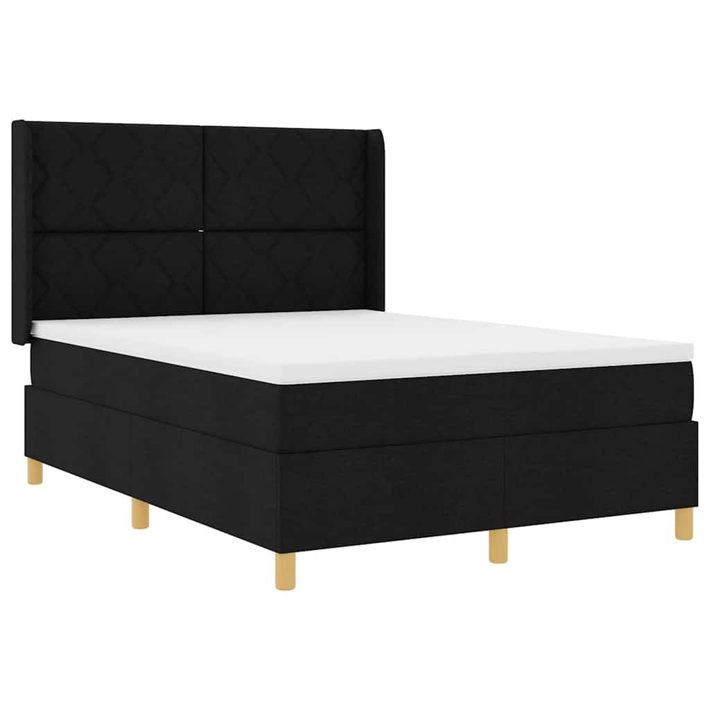 Κρεβάτι με ελατήρια με κεφαλάρι Μαύρο 160 x 200 cm ύφασμα