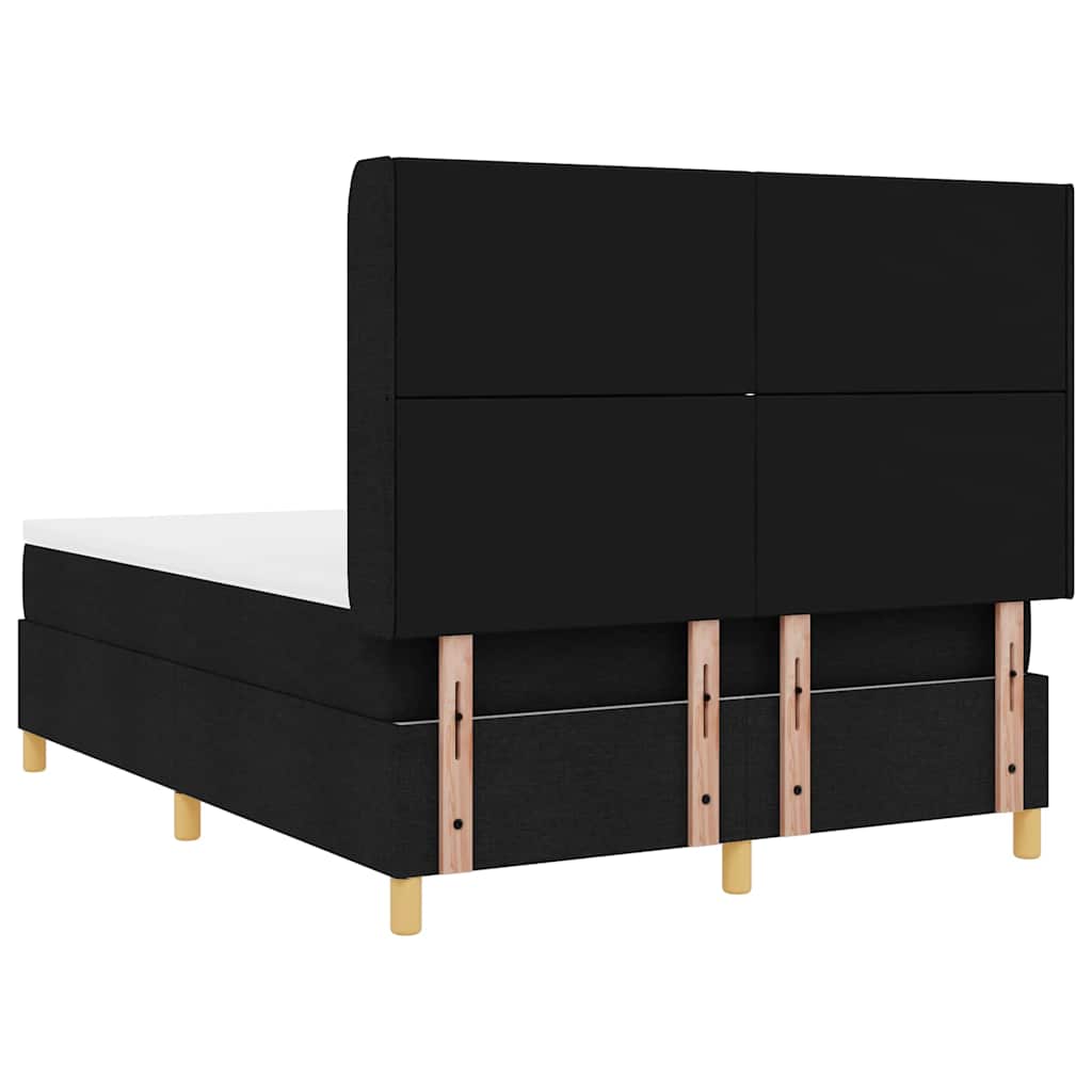 Κρεβάτι με ελατήρια με στρώμα Μαύρο 160 x 200 cm ύφασμα - Pakobazaar