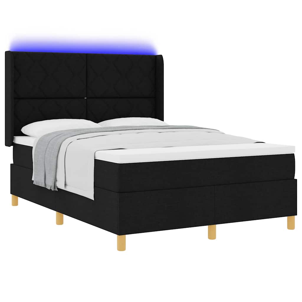 Κρεβάτι με ελατήρια με κεφαλάρι Μαύρο 160 x 200 cm ύφασμα