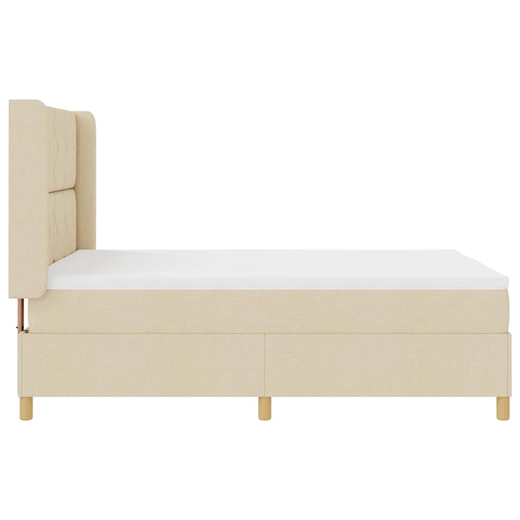 Κρεβάτι με ελατήρια με κεφαλάρι Κρεμ 160 x 200 cm ύφασμα - Pakobazaar
