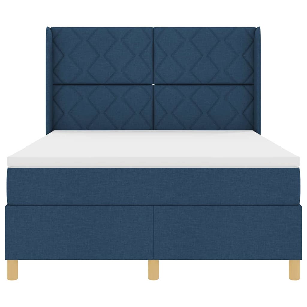 Κρεβάτι με ελατήρια με κεφαλάρι Μπλε 160 x 200 cm ύφασμα - Pakobazaar
