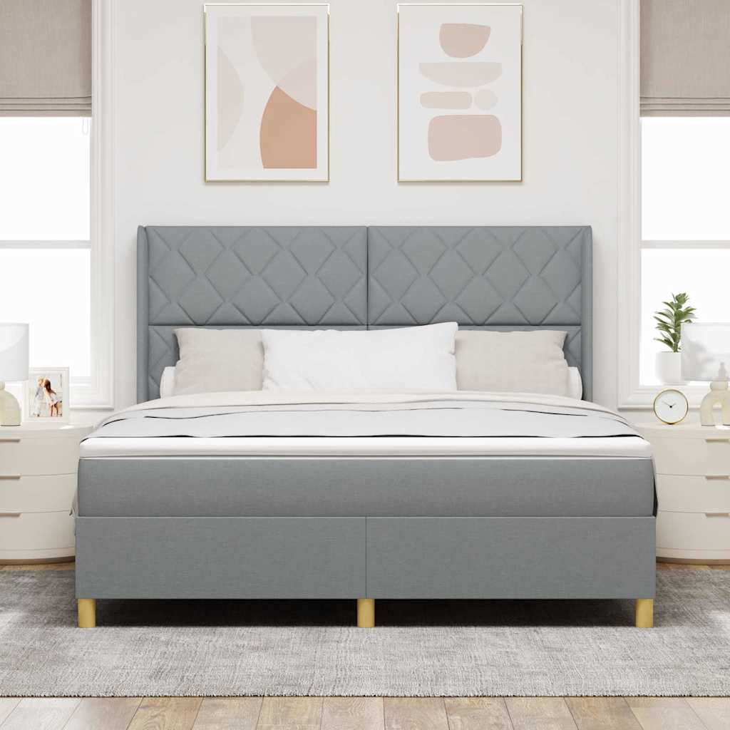Κρεβάτι με ελατήρια Ανοιχτό γκρι 180 x 200 cm ύφασμα - Pakobazaar