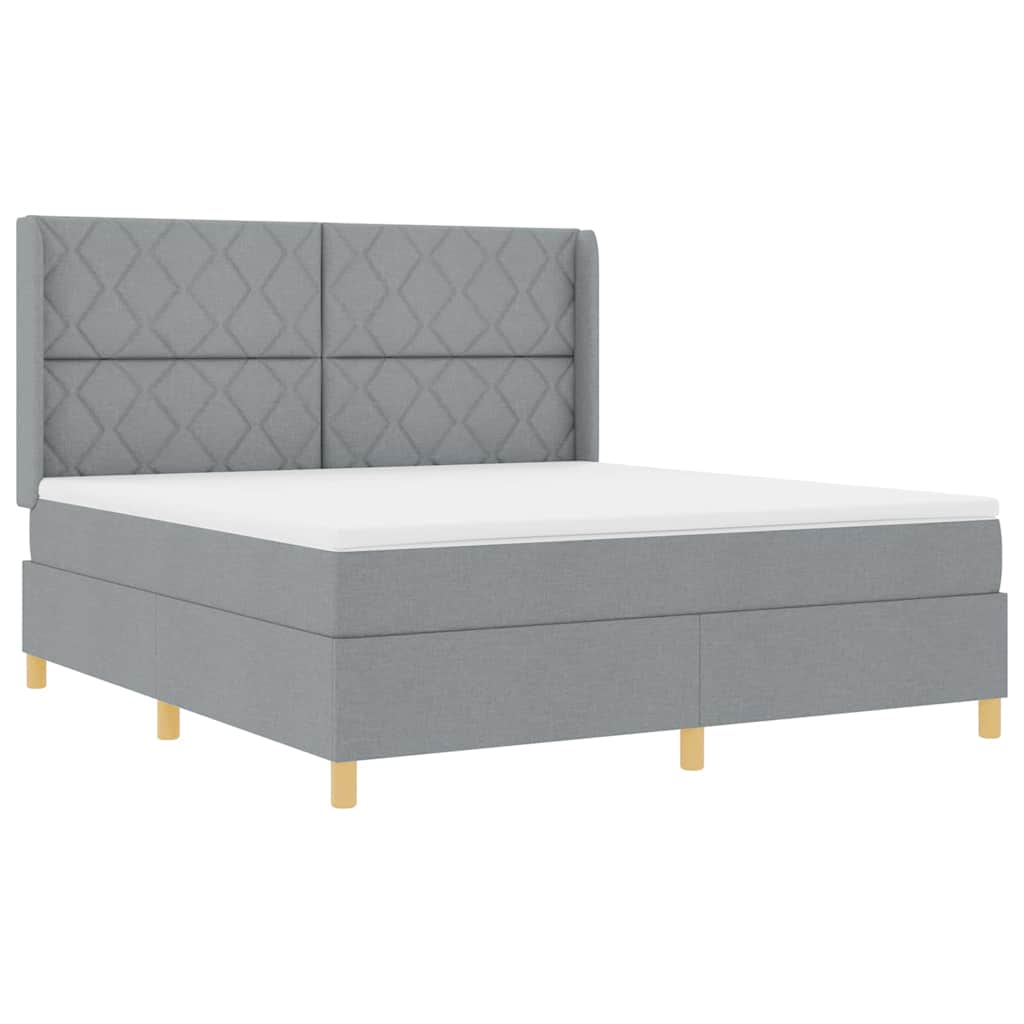 Κρεβάτι με ελατήρια Ανοιχτό γκρι 180 x 200 cm ύφασμα - Pakobazaar