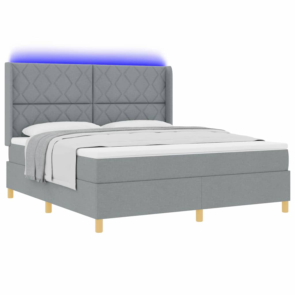 Κρεβάτι με ελατήρια Ανοιχτό γκρι 180 x 200 cm ύφασμα - Pakobazaar