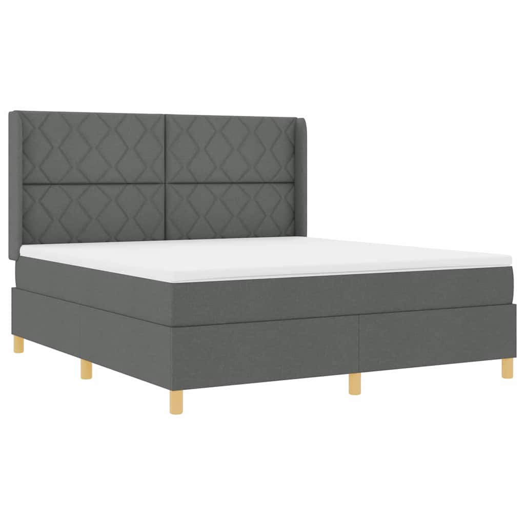 Κρεβάτι με ελατήρια με κεφαλάρι Γκρι 180 x 200 cm ύφασμα - Pakobazaar