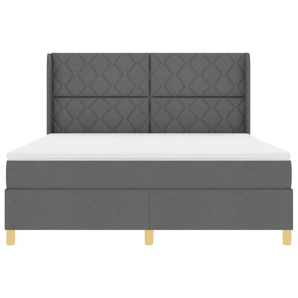 Κρεβάτι με ελατήρια με κεφαλάρι Γκρι 180 x 200 cm ύφασμα - Pakobazaar