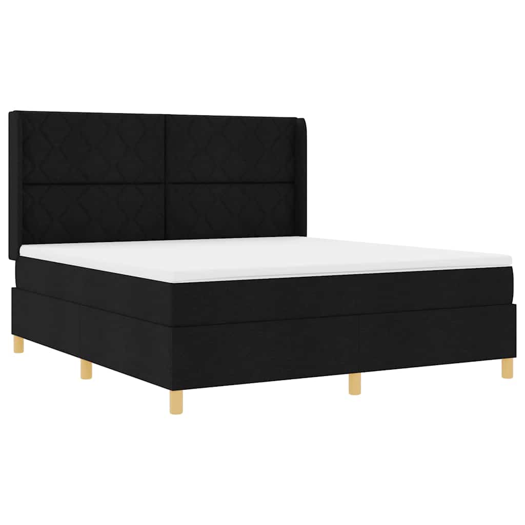 Κρεβάτι με ελατήρια με κεφαλάρι Μαύρο 180 x 200 cm ύφασμα - Pakobazaar