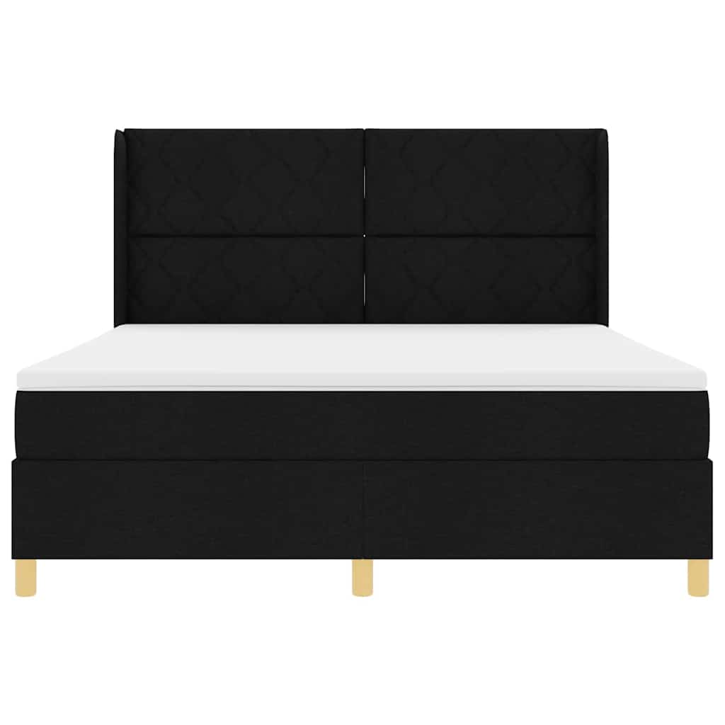 Κρεβάτι με ελατήρια με κεφαλάρι Μαύρο 180 x 200 cm ύφασμα - Pakobazaar