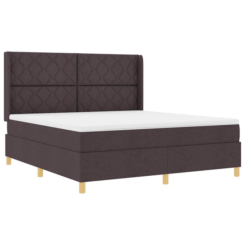 Κρεβάτι με ελατήρια με κεφαλάρι Καφέ 180 x 200 cm ύφασμα - Pakobazaar