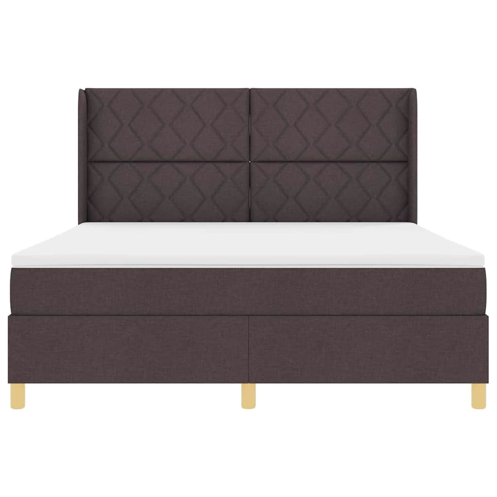 Κρεβάτι με ελατήρια με κεφαλάρι Καφέ 180 x 200 cm ύφασμα - Pakobazaar