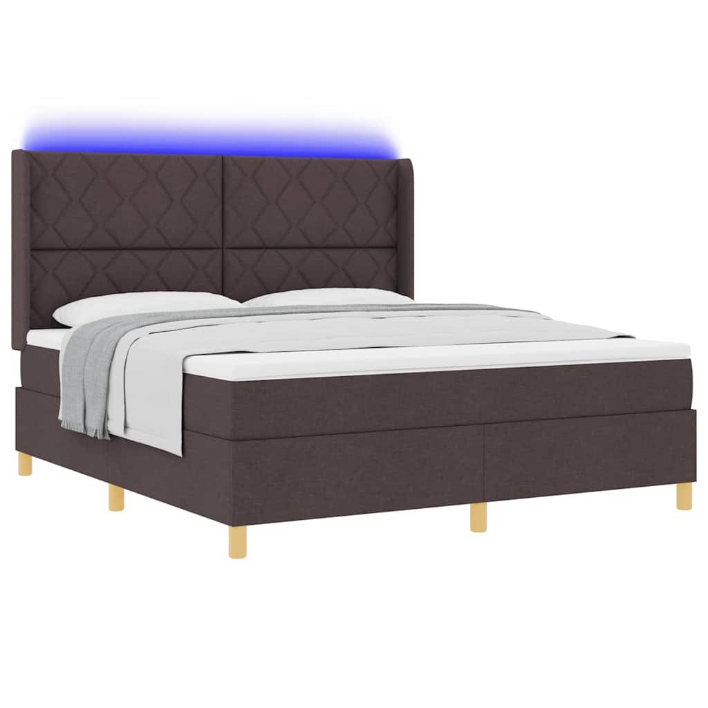 Κρεβάτι με ελατήρια με κεφαλάρι Καφέ 180 x 200 cm ύφασμα - Pakobazaar
