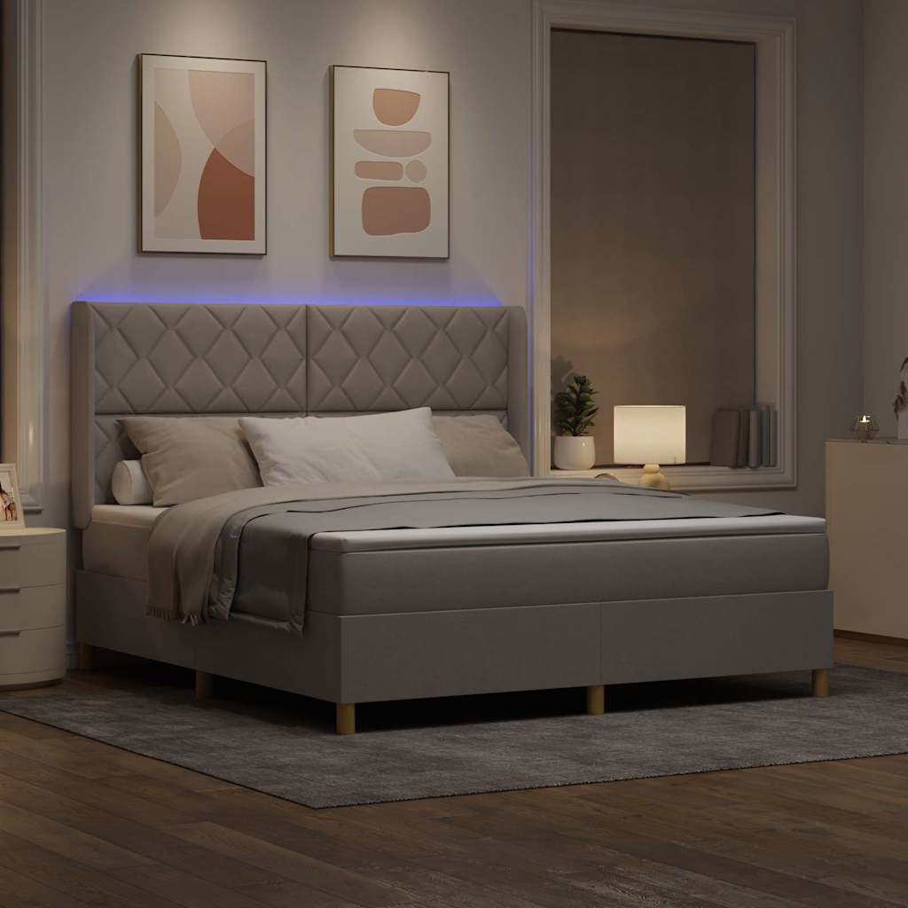 Κρεβάτι με ελατήρια με κεφαλάρι Taupe 180 x 200 cm ύφασμα - Pakobazaar