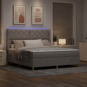 Κρεβάτι με ελατήρια με κεφαλάρι Taupe 180 x 200 cm ύφασμα - Pakobazaar