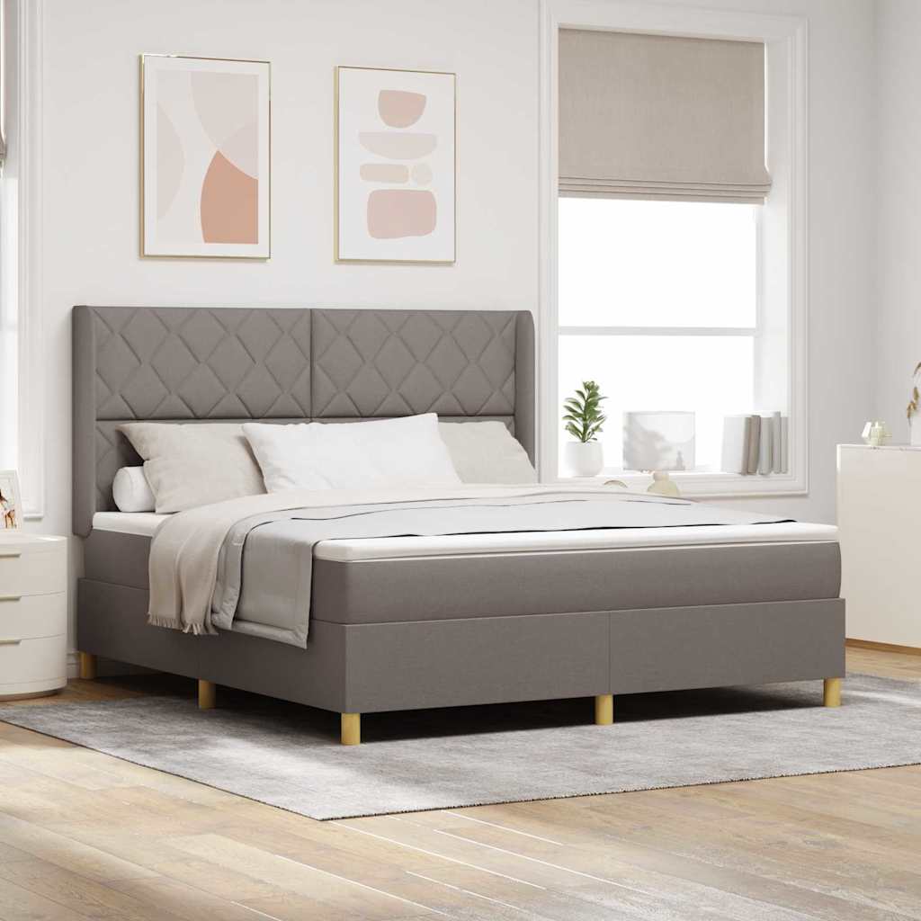 Κρεβάτι με ελατήρια με κεφαλάρι Taupe 180 x 200 cm ύφασμα - Pakobazaar