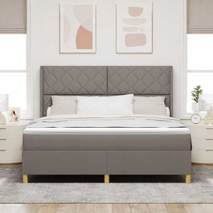 Κρεβάτι με ελατήρια με κεφαλάρι Taupe 180 x 200 cm ύφασμα - Pakobazaar