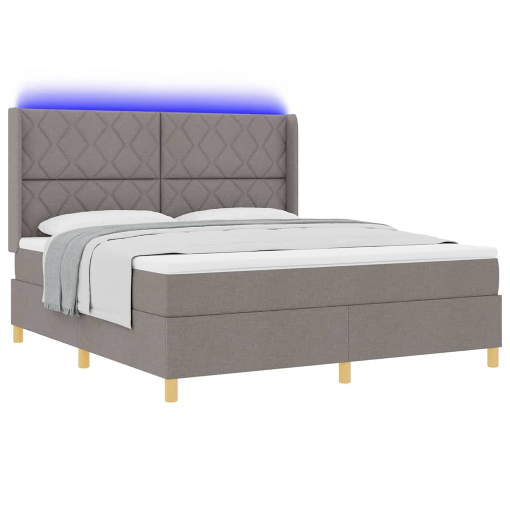 Κρεβάτι με ελατήρια με κεφαλάρι Taupe 180 x 200 cm ύφασμα - Pakobazaar