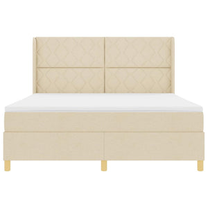Κρεβάτι με ελατήρια με κεφαλάρι Κρεμ 180 x 200 cm ύφασμα - Pakobazaar