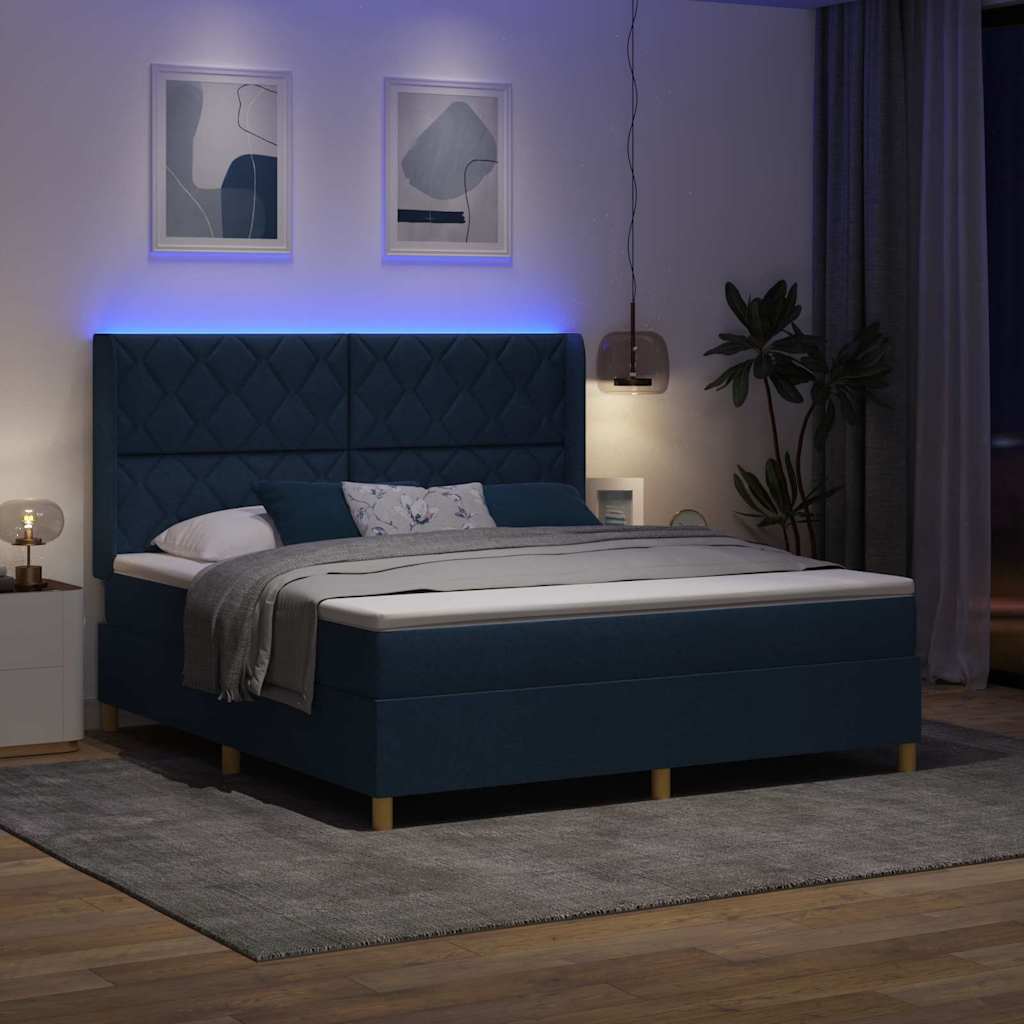 Κρεβάτι με ελατήρια με κεφαλάρι Μπλε 180 x 200 cm ύφασμα