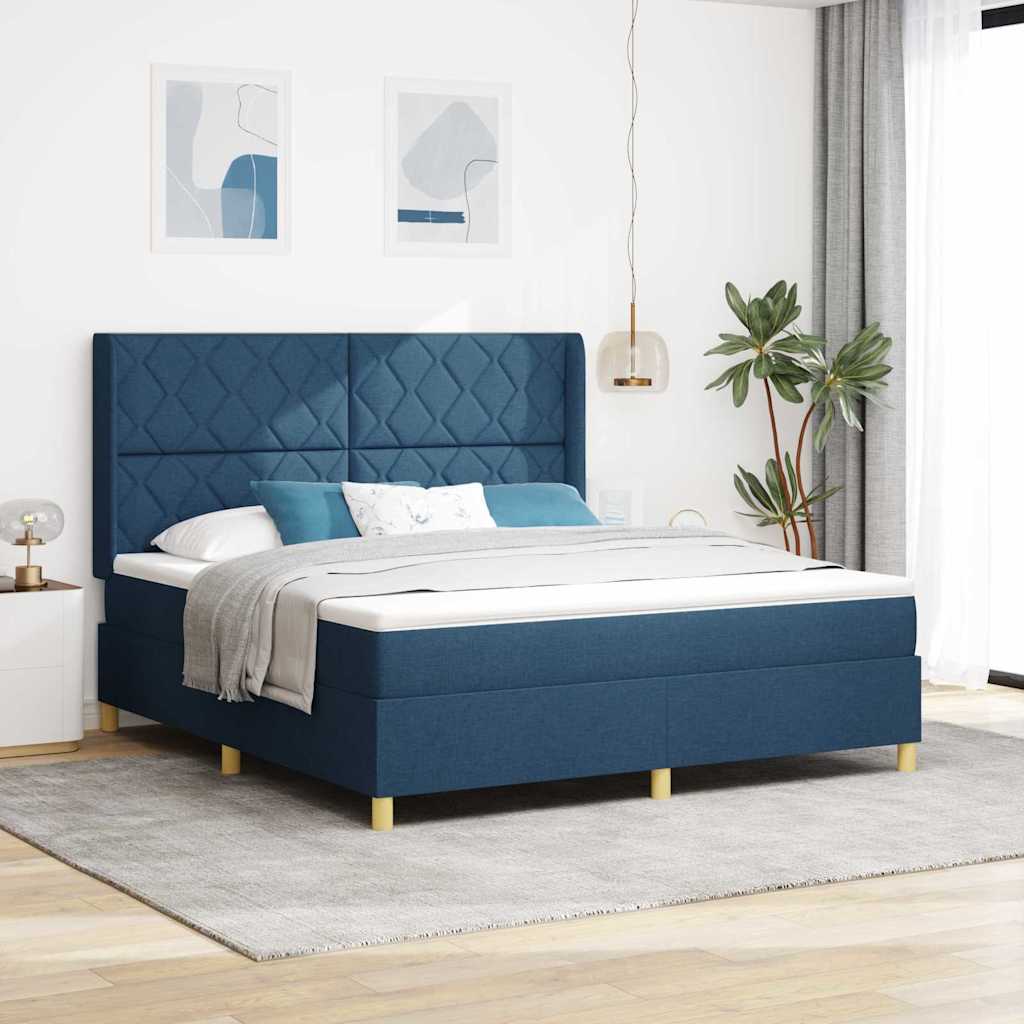 Κρεβάτι με ελατήρια με κεφαλάρι Μπλε 180 x 200 cm ύφασμα